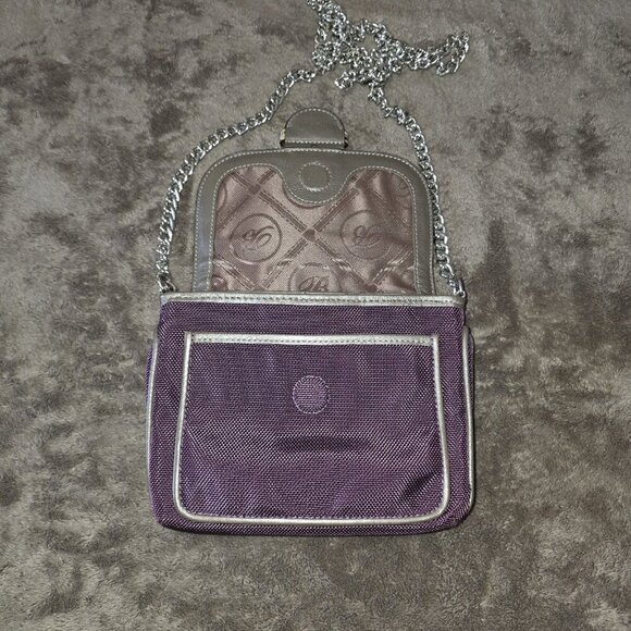 Brighton Portland Plumberry Purple Nylon & Embossed Leather Buckle Flap Silver - Picture 9 of 15